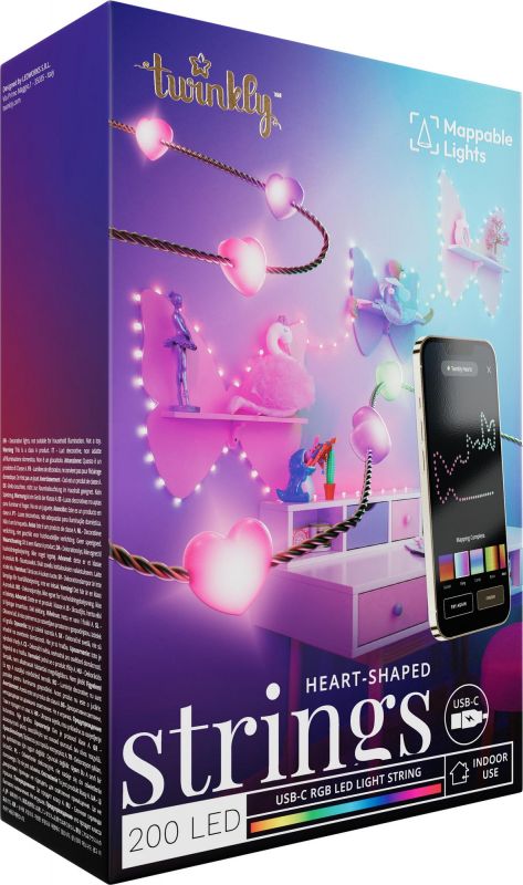 Гірлянда Smart LED Twinkly Candies Heart RGB 200 IP20 12м USB-C кабель зелений