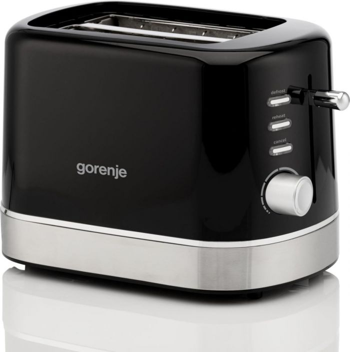 Тостер Gorenje 850Вт, підігрів, розморожування, пластик, чорний