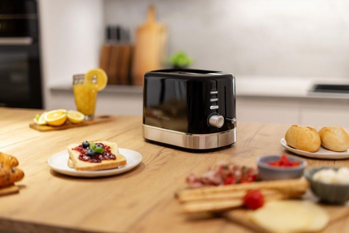 Тостер Gorenje 850Вт, підігрів, розморожування, пластик, чорний