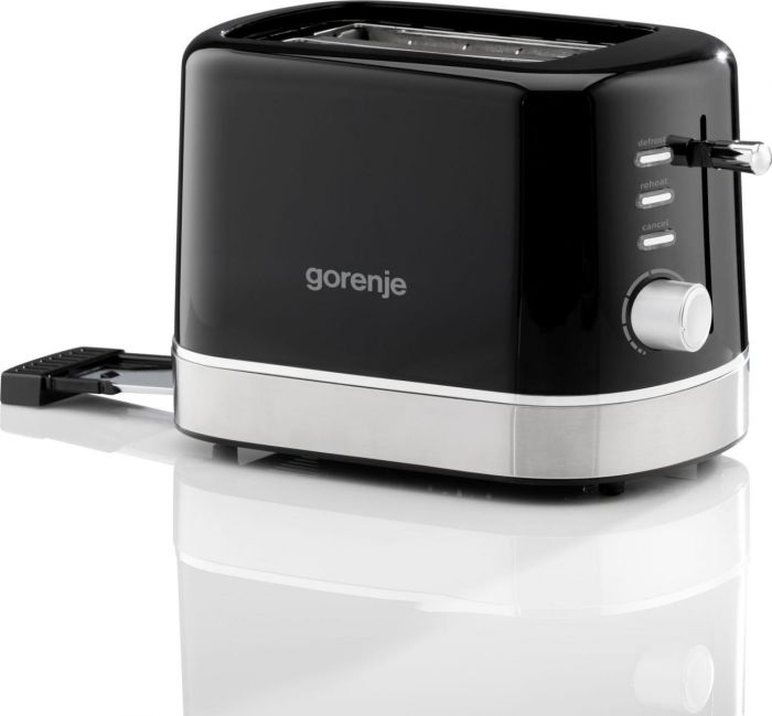Тостер Gorenje 850Вт, підігрів, розморожування, пластик, чорний