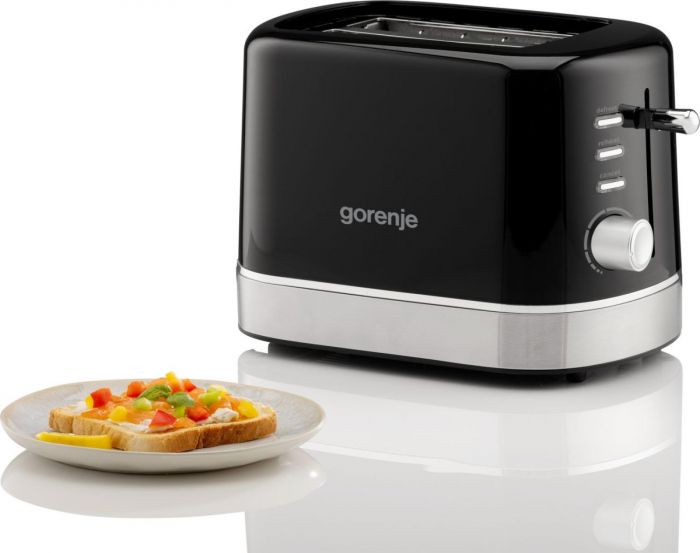 Тостер Gorenje 850Вт, підігрів, розморожування, пластик, чорний