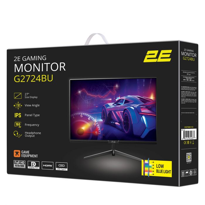 Монітор 2E GAMING 27" G2724BU HDMI, DP, Type-C, IPS, 165Hz, 1ms, FreeSync