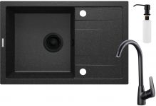 Набір для кухні Deante Corio, гранітна мийка ZRC_G113 + зміш. BMO_N62M + дозатор ZZZ_B00D, графіт