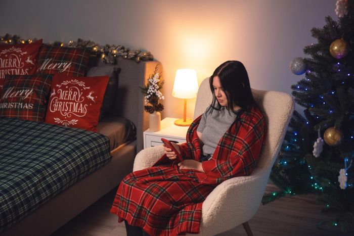 Плед Ardesto Christmas Fleece 130x160см, 100% поліестер, клітинка, червоний