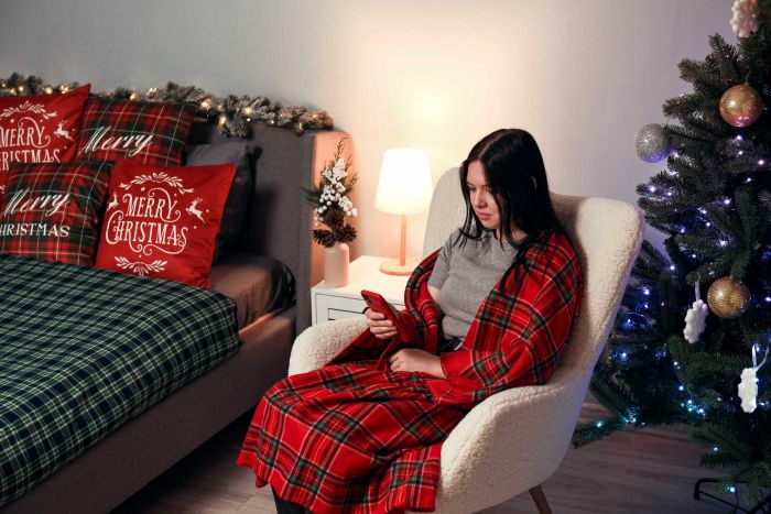 Плед Ardesto Christmas Fleece 130x160см, 100% поліестер, клітинка, червоний
