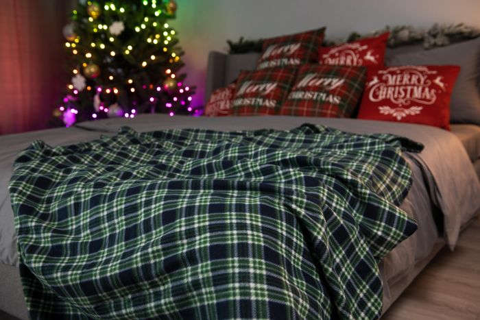 Плед Ardesto Christmas Fleece 130x160см, 100% поліестер, клітинка, зелений