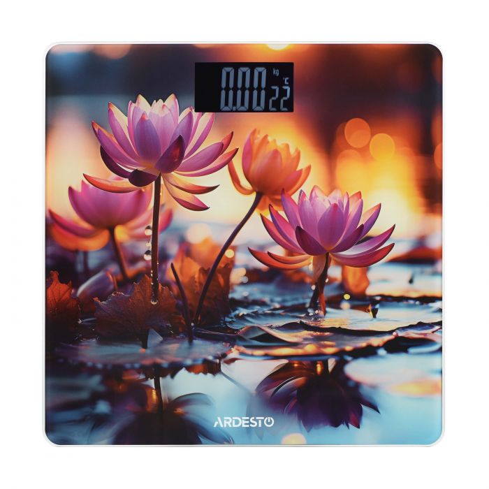 Ваги Ardesto підлогові LOTUS, 150кг, AAAx2 в комплекті, скло, багатокольорові