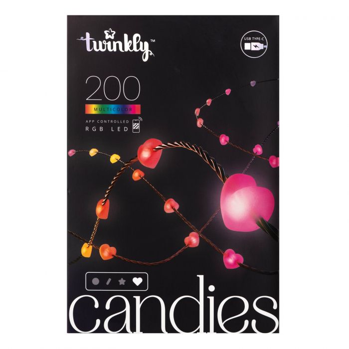 Гірлянда Smart LED Twinkly Candies Heart RGB 200 IP20 12м USB-C кабель зелений