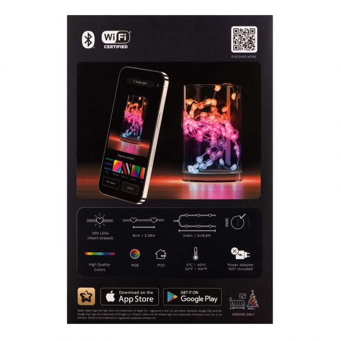 Гірлянда Smart LED Twinkly Candies Heart RGB 200 IP20 12м USB-C кабель зелений
