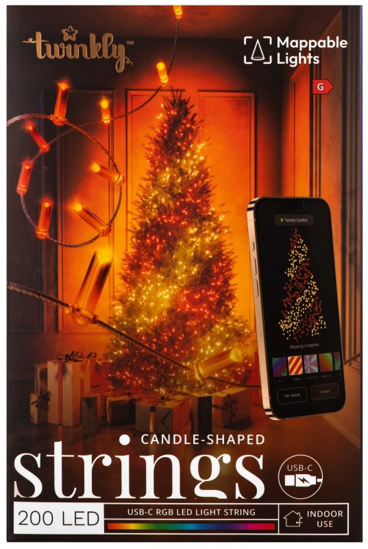 Гірлянда Smart LED Twinkly Strings Candle RGB 200 IP20 12м USB-C кабель прозорий