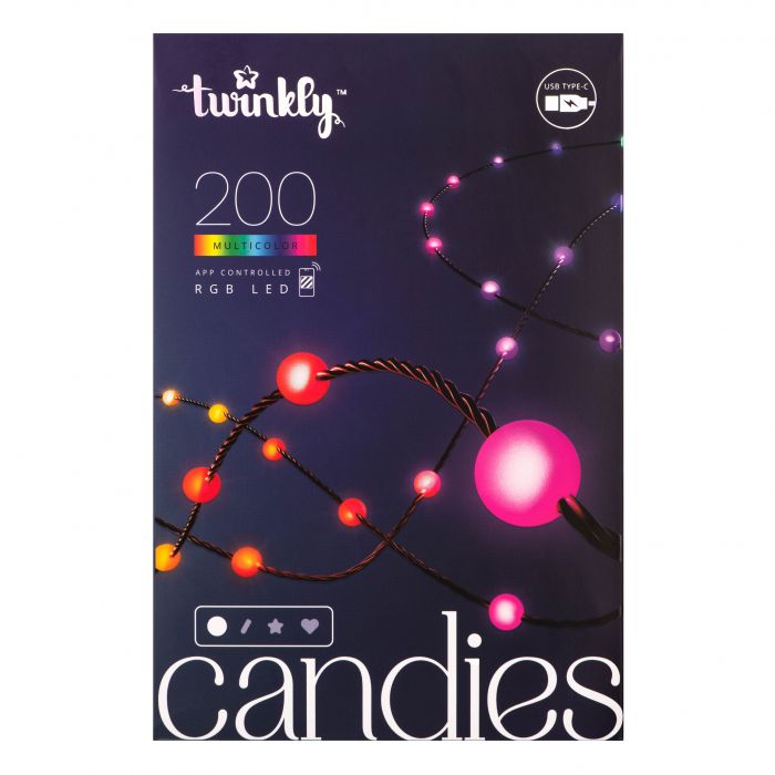 Гірлянда Smart LED Twinkly Candies Pearl RGB 200 IP20 12м USB-C кабель зелений
