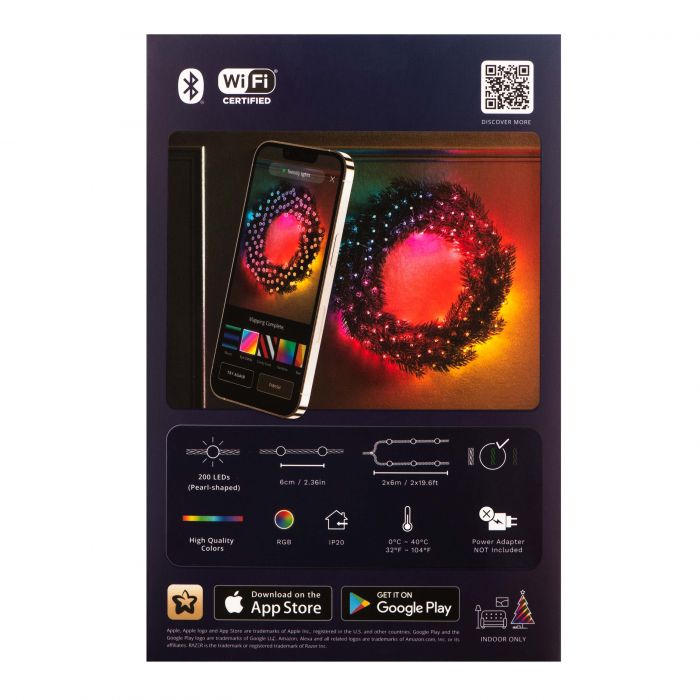 Гірлянда Smart LED Twinkly Candies Pearl RGB 200 IP20 12м USB-C кабель зелений