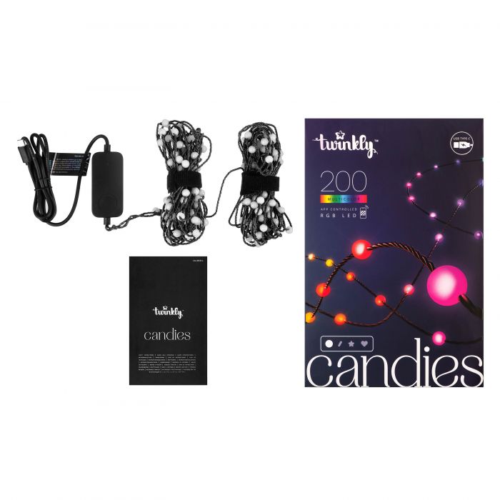 Гірлянда Smart LED Twinkly Candies Pearl RGB 200 IP20 12м USB-C кабель зелений