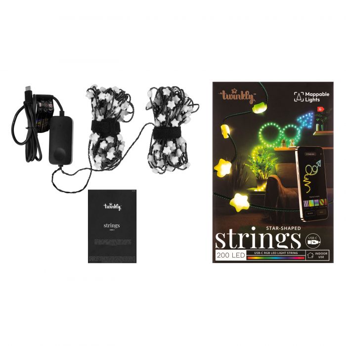 Гірлянда Smart LED Twinkly Strings Star RGB 200 IP20 12м USB-C кабель зелений