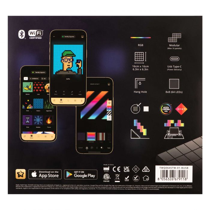 Панель Smart LED Twinkly Squares 1 Starter RGB IP20 16х16см USB-C