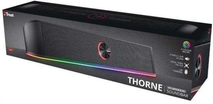 Акустична система Trust GXT 619 Thorne Саундбар, USB/AUX,  RGB, чорний