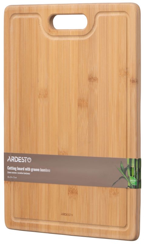 Дошка кухонна з жолобом Ardesto Midori, 33х24х1.5см, бамбук