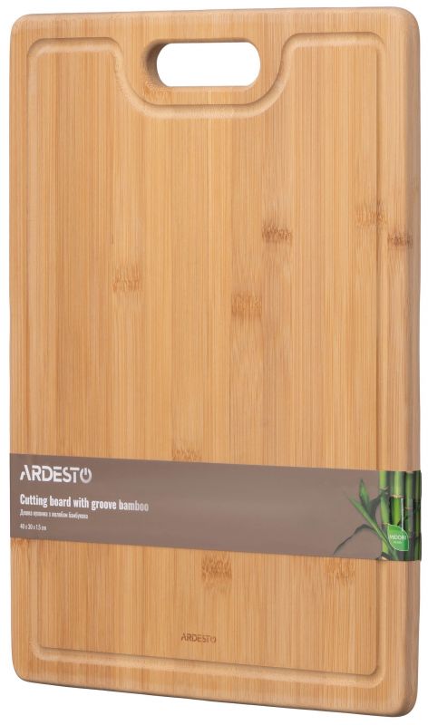 Дошка кухонна з жолобом Ardesto Midori, 40х30х1.5см, бамбук