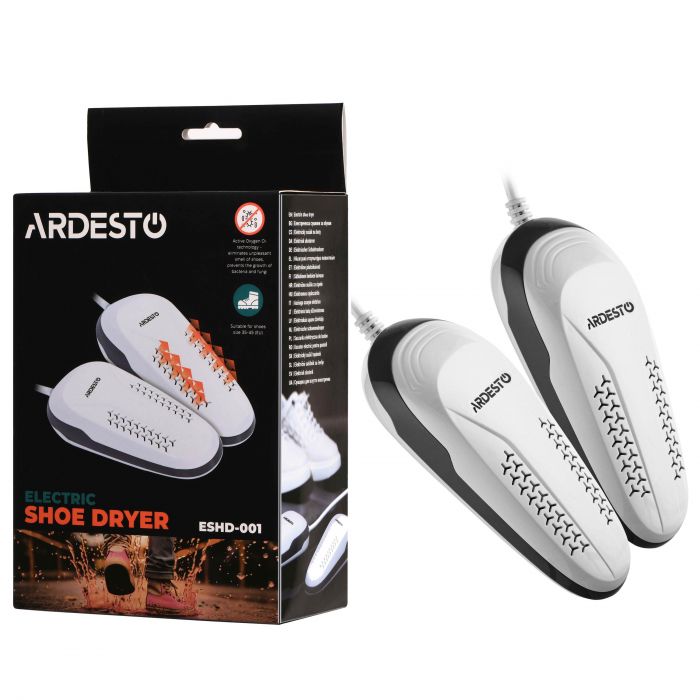 Сушарка для взуття електрична Ardesto, потужність 10Вт, функція озонування, білий+сірий