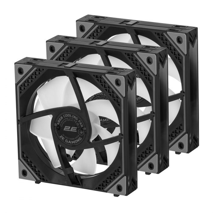 Корпусний вентилятор 2E GAMING Air Cool Magic Mirror ACF120MB-ARGB, 3x120мм, 2000rpm, 4pin PWM +5VARGB, 20.5dBa, чорний