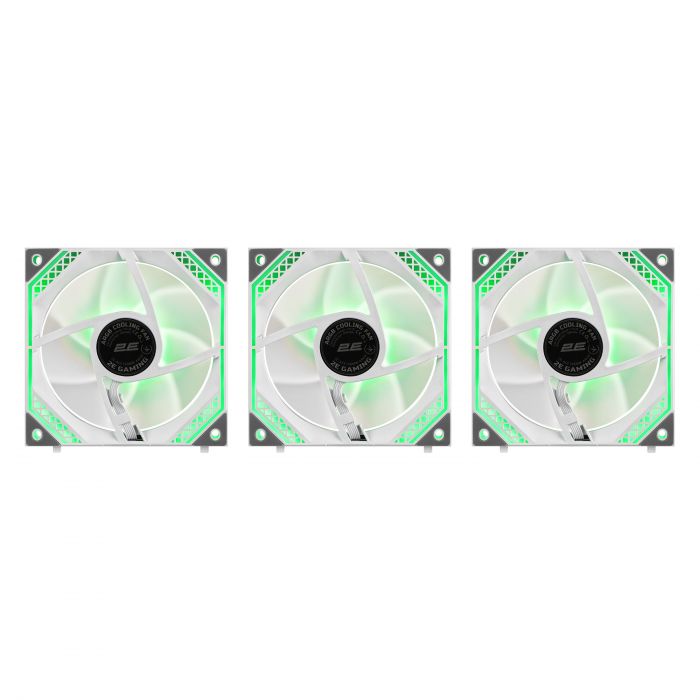 Корпусні вентилятори 2E GAMING Air Cool Magic Mirror ACF120MW-ARGB, 3x120мм, 2000rpm, 4pin PWM +5VARGB, 20.5dBa, білий