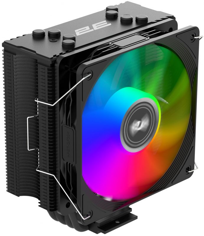 Процесорний кулер 2E GAMING Air Cool ACN120B-ARGB, LGA1700, 1200, 115x, 1366, AM5, AM4, AM3, AM3+, 4pin PWM, 3pin +5VARGB, TDP 180W