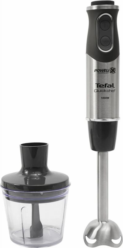Блендер Tefal заглибний Quickchef 1000Вт, 3в1, чаша-800мл, чопер-500мл, турборежим, сріблясто-чорний