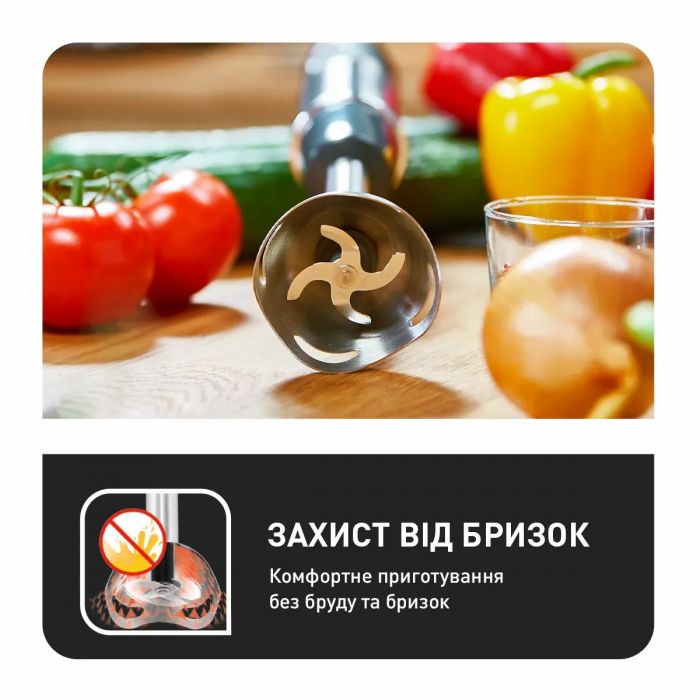 Блендер Tefal заглибний Quickchef 1000Вт, 3в1, чаша-800мл, чопер-500мл, турборежим, сріблясто-чорний