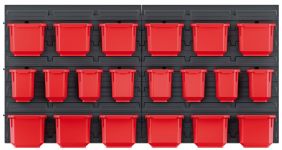 Панель підвісна з набором контейнерів для зберігання Kistenberg KOR6, 2 панелі 38.6*1.8*39см, 20 контейнерів, пластик