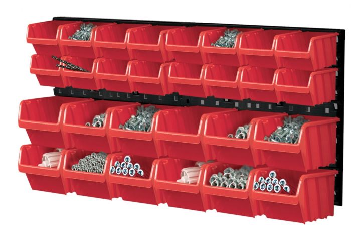 Панель підвісна з набором контейнерів для зберігання Kistenberg KOR1, 2 панелі 38.6*1.8*39см, 28 контейнерів, пластик