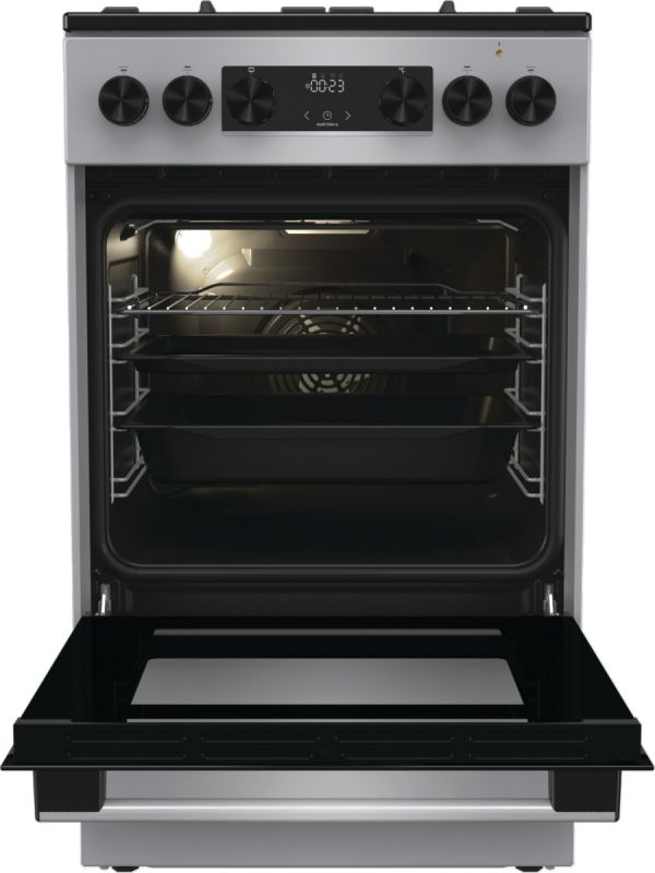 Плита Gorenje комбінована, 70л, 50x60см, дисплей, чавун, нерж