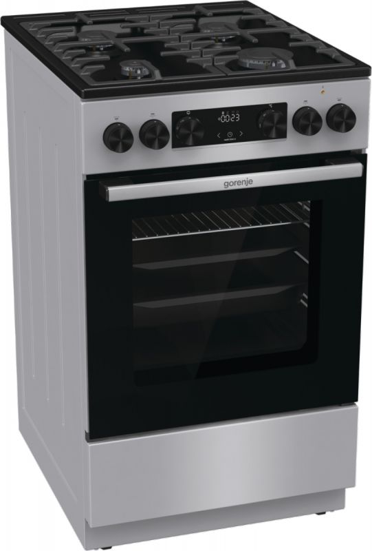 Плита Gorenje комбінована, 70л, 50x60см, дисплей, чавун, нерж