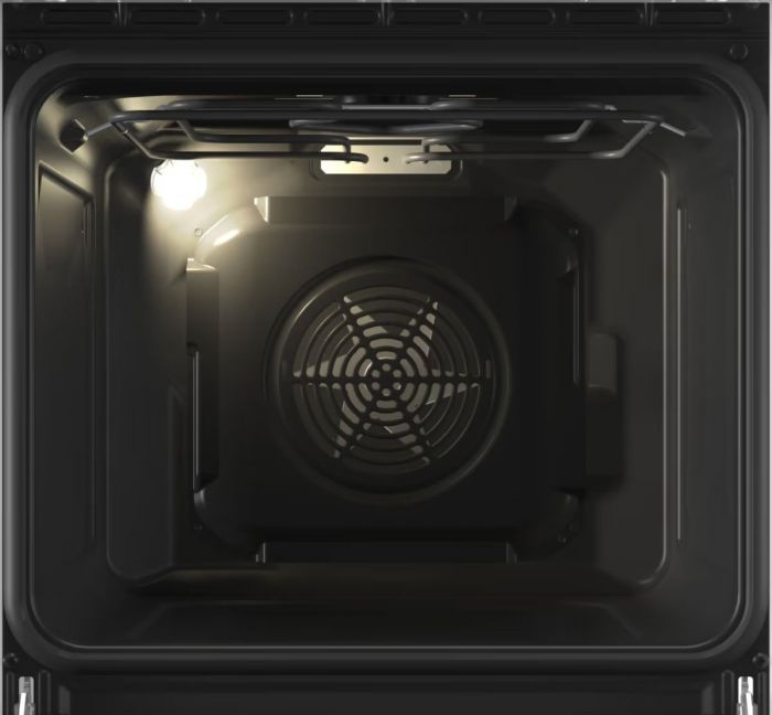 Плита Gorenje комбінована, 70л, 50x60см, дисплей, емальовані реш, програматор IconLed, кришка-скло, сріблястий