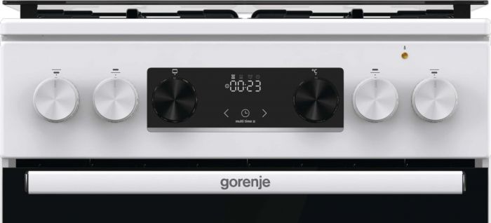 Плита Gorenje комбінована, 70л, 50x60см, дисплей, емальовані реш, програматор IconLed, кришка-скло, білий
