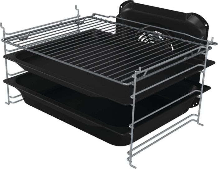 Плита Gorenje комбінована, 70л, 50x60см, дисплей, емальовані реш, програматор IconLed, кришка-скло, білий
