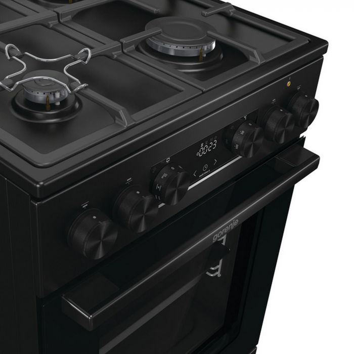 Плита Gorenje комбінована, 70л, 50x60см, дисплей, чавун, чорний