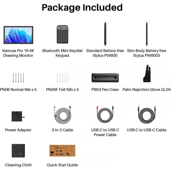 Графічний монітор Huion 19" Kamvas Pro 19,4K  USB-Cх2, 3.5 mini-jack, сірий темний