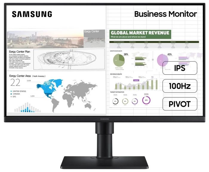 Монітор Samsung 23.8" S24D400 2*HDMI, DP, USB, IPS, 100Hz