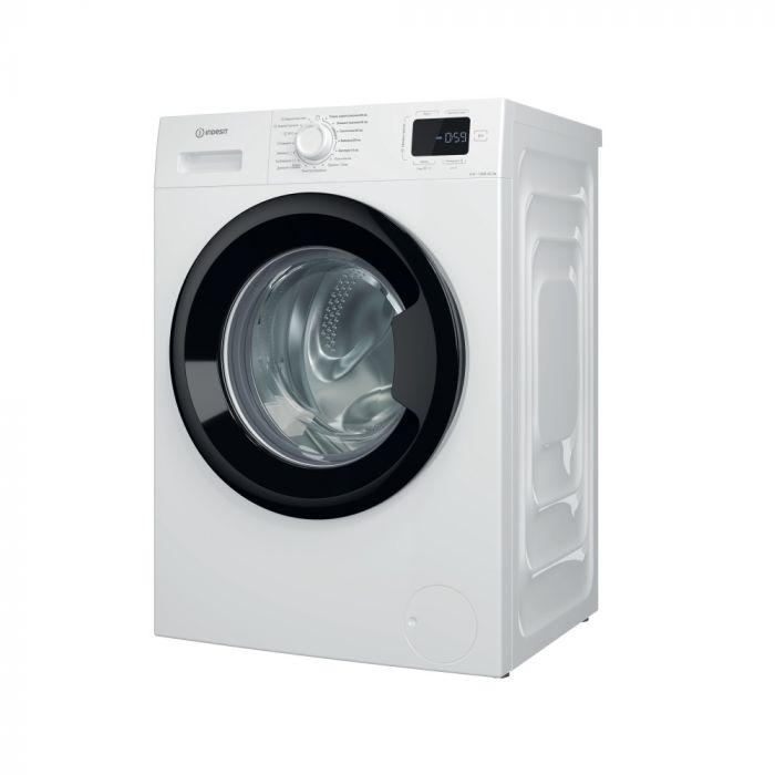 Пральна машина Indesit фронтальна, 8кг, 1200, A+++, 54.6см, дисплей, пара, інвертор, люк чорний, білий