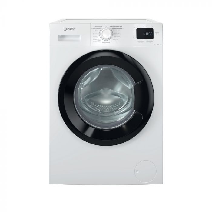Пральна машина Indesit фронтальна, 8кг, 1200, A+++, 54.6см, дисплей, пара, інвертор, люк чорний, білий