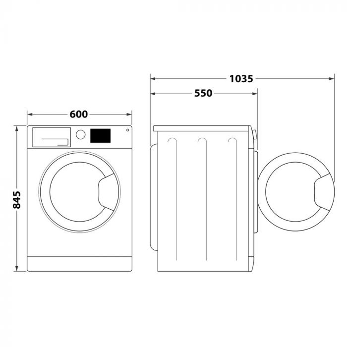 Пральна машина Indesit фронтальна, 8кг, 1200, A+++, 54.6см, дисплей, пара, інвертор, люк чорний, білий