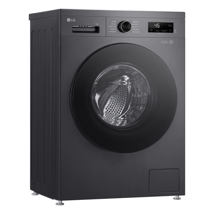 Пральна машина LG фронтальна, 7кг, 1200, A+++, 44см, дисплей, пара, інвертор, чорний