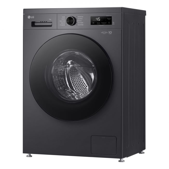 Пральна машина LG фронтальна, 7кг, 1200, A+++, 44см, дисплей, пара, інвертор, чорний