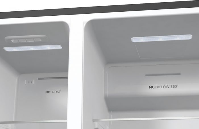 Холодильник SBS Gorenje, 179х70х92см, 2 двері, 376(190)л, А++, NF+, Інв., Зона св-ті, диспенсер, генератор льоду, Зовн. Диспл, чорний
