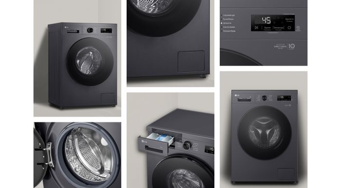 Пральна машина LG фронтальна, 7кг, 1200, A+++, 44см, дисплей, пара, інвертор, чорний