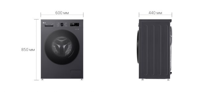 Пральна машина LG фронтальна, 7кг, 1200, A+++, 44см, дисплей, пара, інвертор, чорний