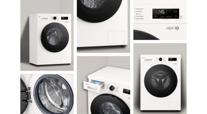 Пральна машина LG фронтальна, 7кг, 1200, A+++, 44см, дисплей, пара, інвертор, білий