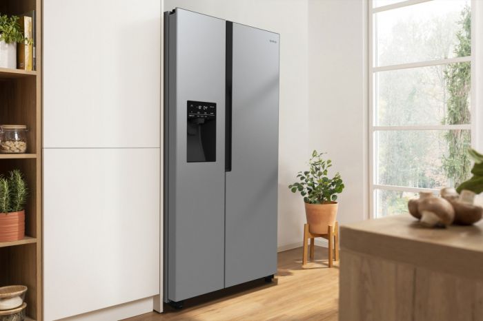 Холодильник SBS Gorenje, 179х70х92см, 2 двері, 376(190)л, А++, NF+, Інв., Зона св-ті, диспенсер, генератор льоду, Зовн. Диспл, нерж