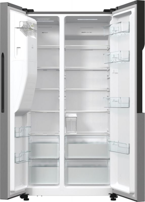 Холодильник SBS Gorenje, 179х70х92см, 2 двері, 376(190)л, А++, NF+, Інв., Зона св-ті, диспенсер, генератор льоду, Зовн. Диспл, нерж