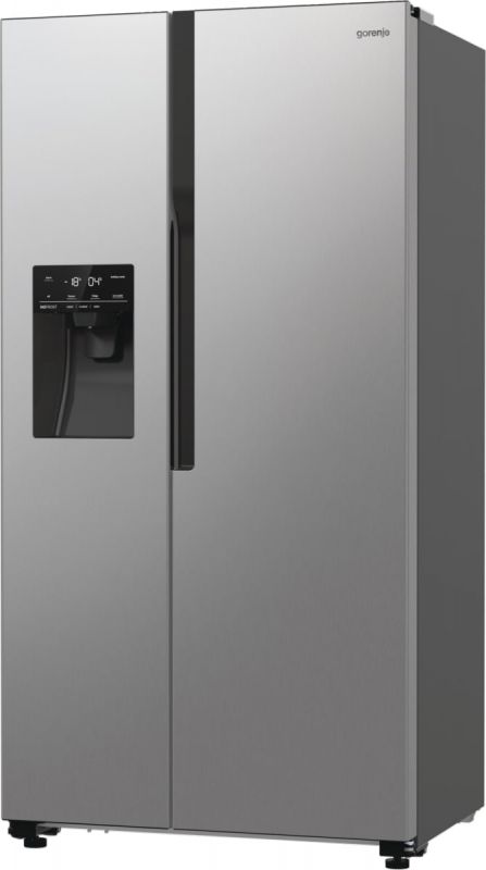 Холодильник SBS Gorenje, 179х70х92см, 2 двері, 376(190)л, А++, NF+, Інв., Зона св-ті, диспенсер, генератор льоду, Зовн. Диспл, нерж